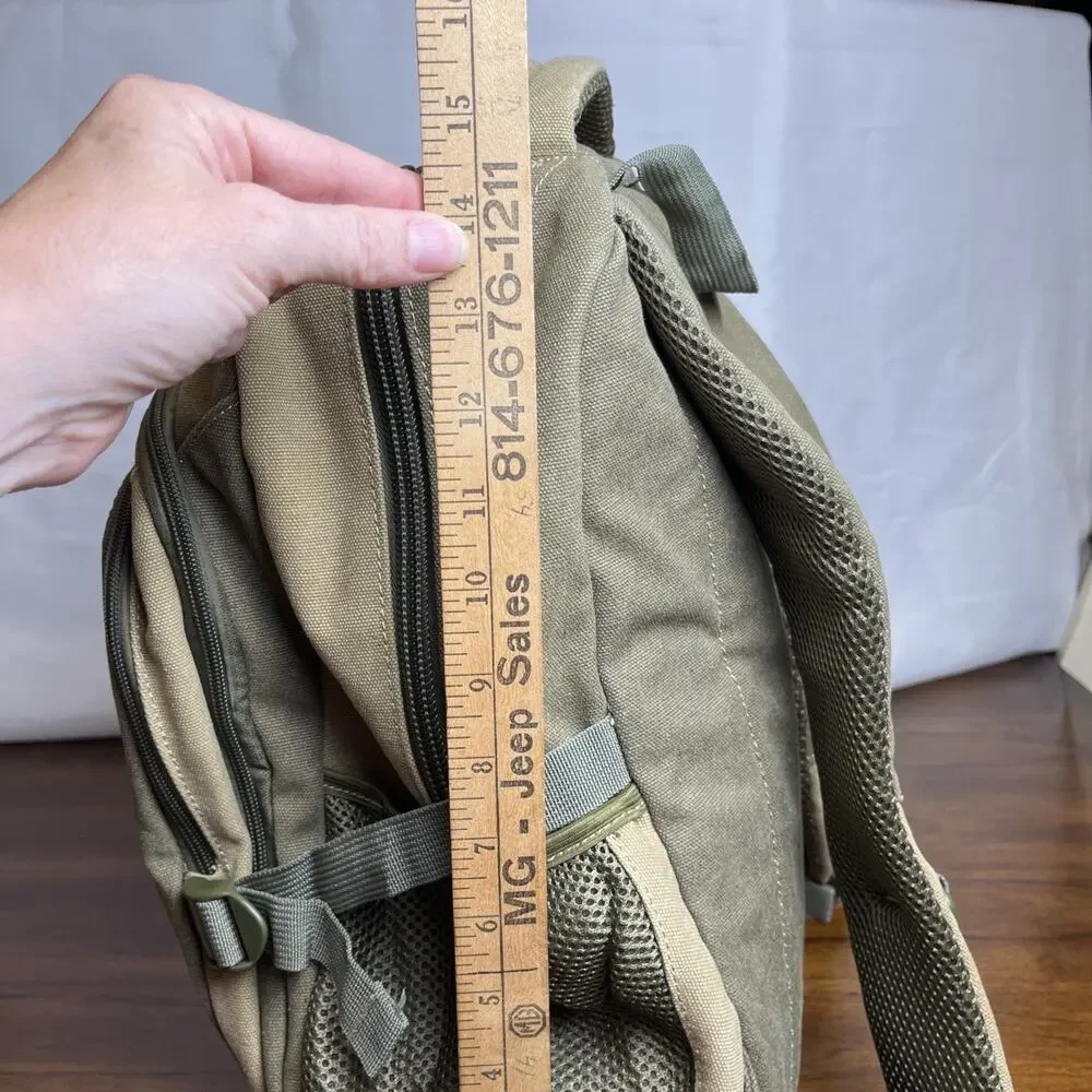 Manatee Apollo Beach FL Backpack Adult Full Size Olive Green And Tan Canvas